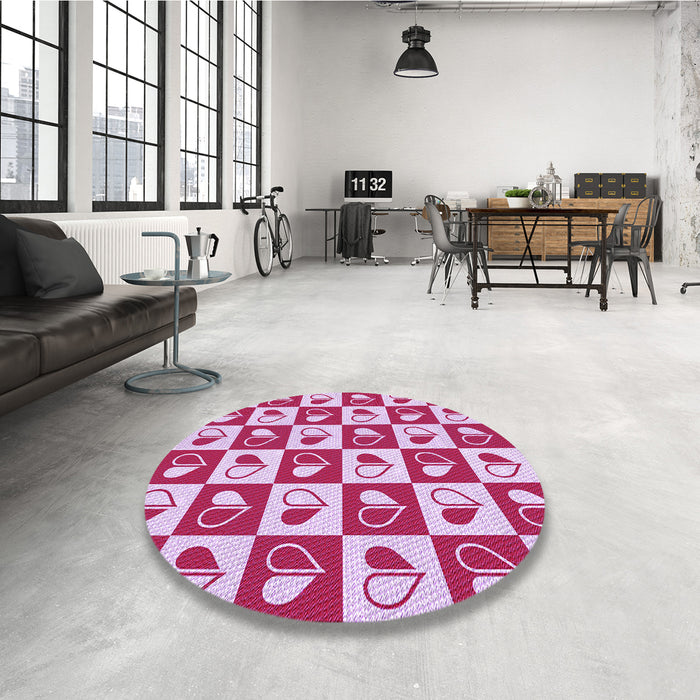 Square Patterned Blossom Pink Rug in a Living Room, pat330pur