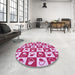 Square Patterned Blossom Pink Rug in a Living Room, pat330pur