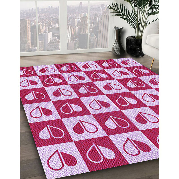 Machine Washable Transitional Blossom Pink Rug in a Family Room, wshpat330pur