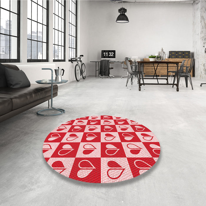 Round Patterned Baby Pink Rug in a Office, pat330rd