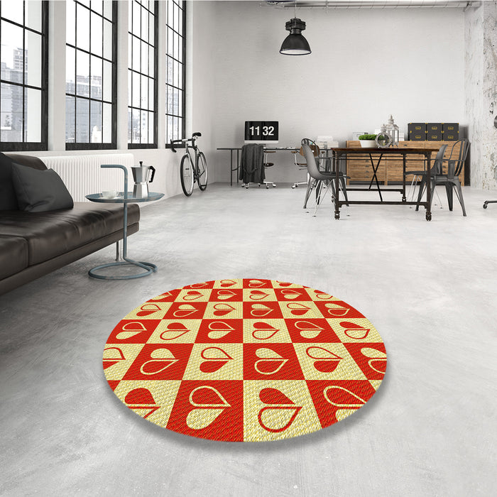 Round Patterned Red Rug in a Office, pat330yw