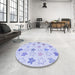 Round Patterned Lavender Blue Rug in a Office, pat3300blu