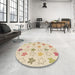 Round Patterned Vanilla Gold Rug in a Office, pat3300brn