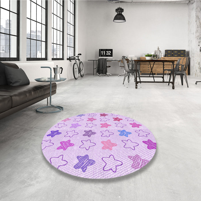 Round Patterned Purple Rug in a Office, pat3300pur