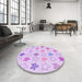 Round Patterned Purple Rug in a Office, pat3300pur