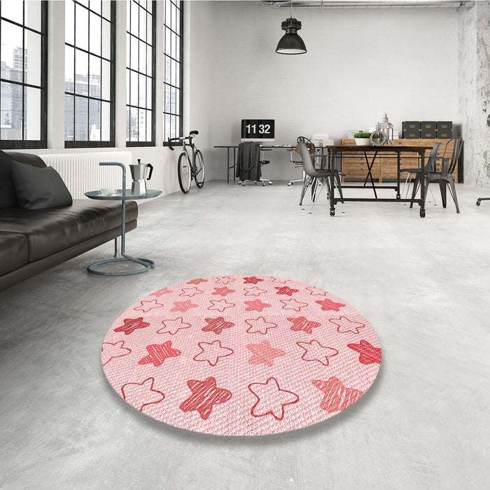 Round Patterned Light Rose Pink Rug in a Office, pat3300rd