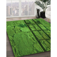 Patterned Deep Emerald Green Rug, pat3301grn
