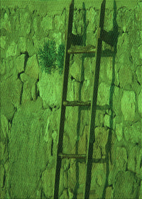 Machine Washable Transitional Deep Emerald Green Rug, wshpat3301grn