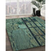 Patterned Mint Green Rug in Family Room, pat3301lblu