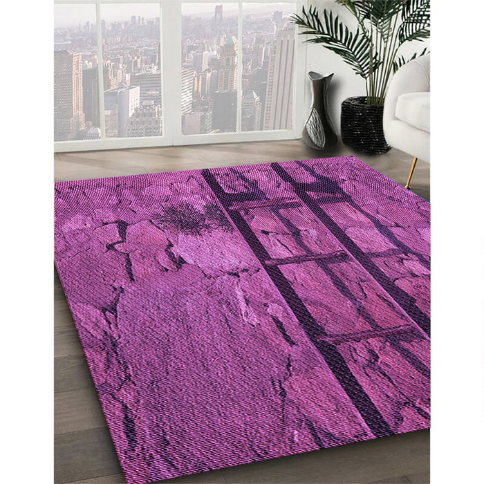 Patterned Dark Magenta Purple Rug in Family Room, pat3301pur