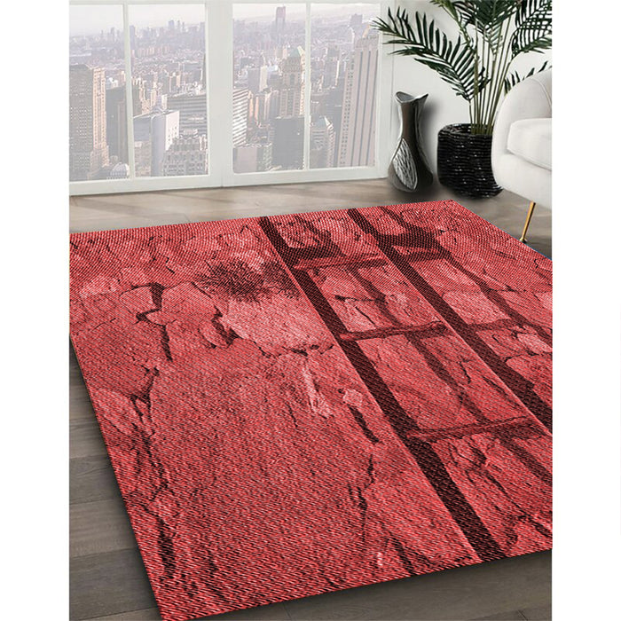 Patterned Red Rug in Family Room, pat3301rd