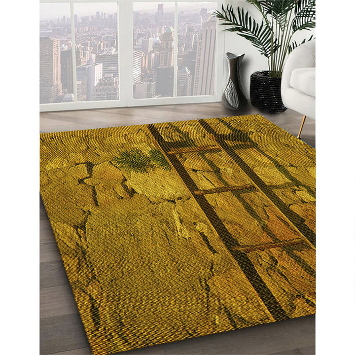 Machine Washable Transitional Dark Bronze Brown Rug in a Family Room, wshpat3301yw