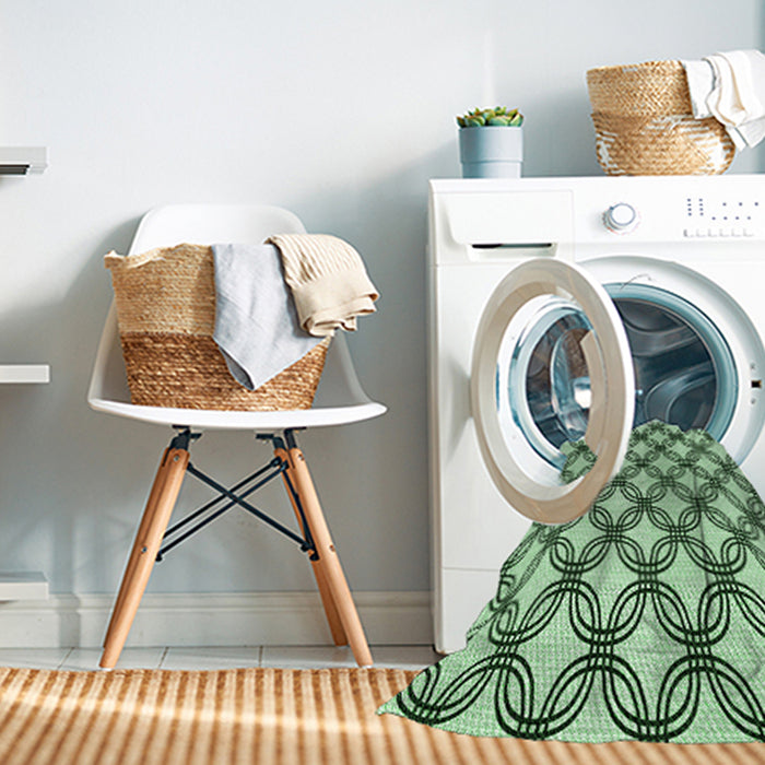 Machine Washable Transitional Mint Green Rug in a Washing Machine, wshpat3302grn