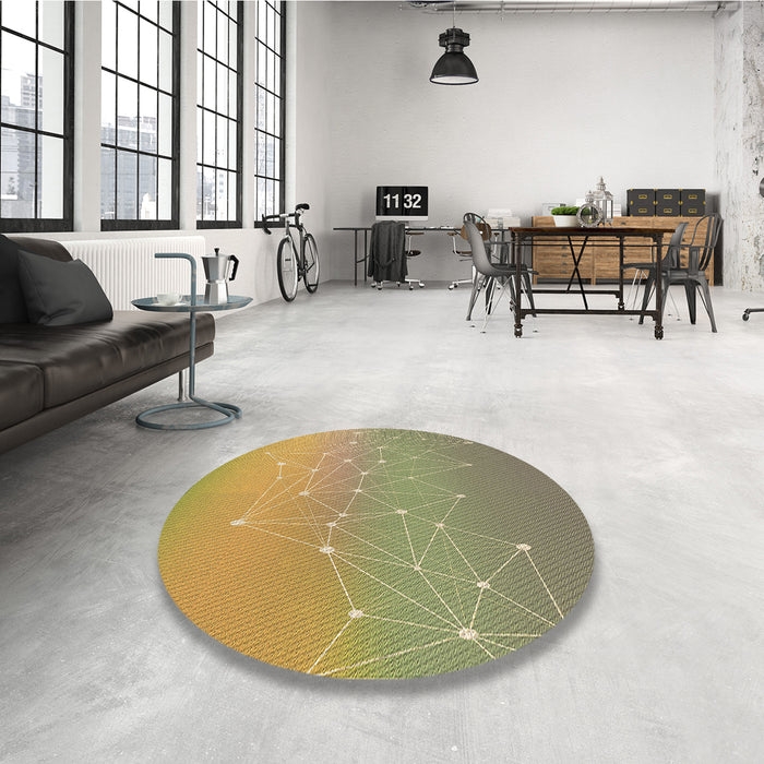 Round Patterned Brown Rug in a Office, pat3303brn