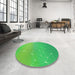 Round Patterned Neon Green Rug in a Office, pat3303grn