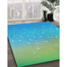 Machine Washable Transitional Turquoise Green Rug in a Family Room, wshpat3303lblu