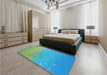 Patterned Turquoise Green Rug in a Bedroom, pat3303lblu