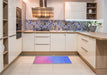 Patterned Sky Blue Rug in a Kitchen, pat3303pur