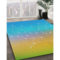 Patterned Turquoise Green Novelty Rug, pat3303