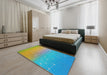 Patterned Turquoise Green Novelty Rug in a Bedroom, pat3303