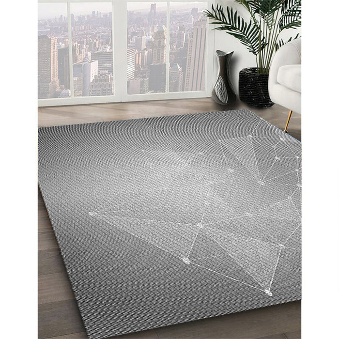 Patterned Cloud Gray Rug in Family Room, pat3304gry