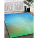 Machine Washable Transitional Turquoise Green Rug in a Family Room, wshpat3304lblu