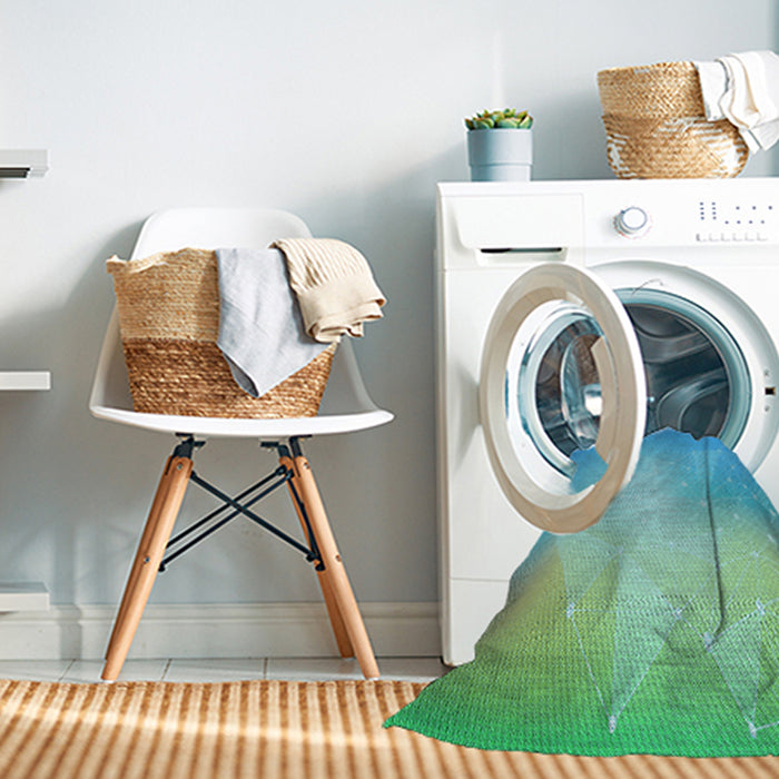 Machine Washable Transitional Turquoise Green Rug in a Washing Machine, wshpat3304lblu