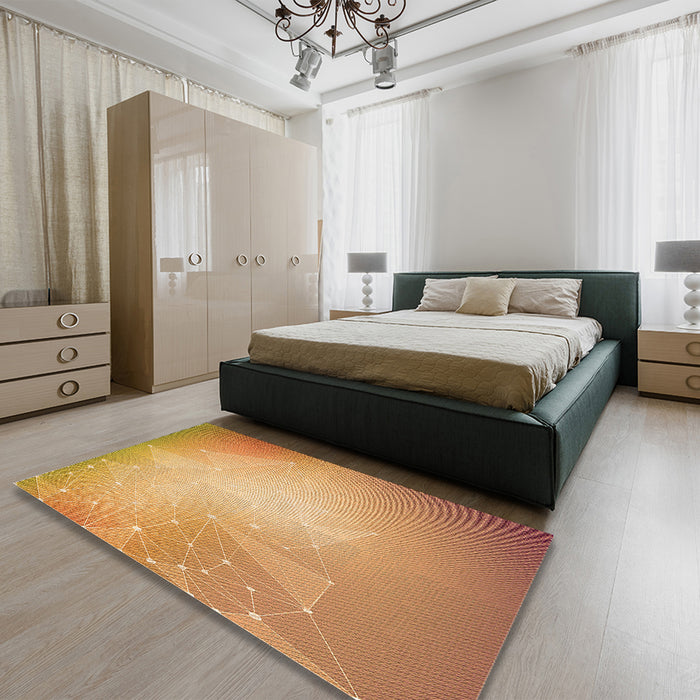 Patterned Orange Rug in a Bedroom, pat3304org