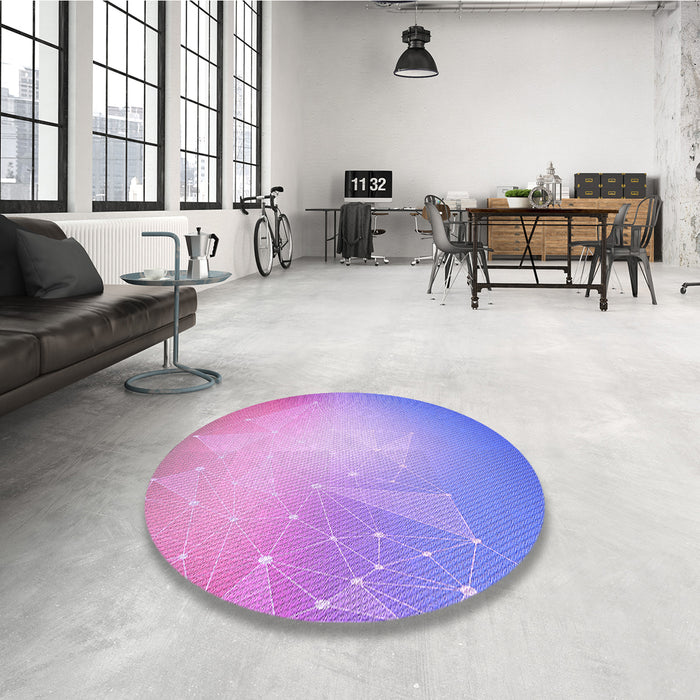 Round Patterned Bright Lilac Purple Rug in a Office, pat3304pur