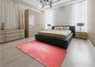 Patterned Light Coral Pink Rug in a Bedroom, pat3304rd