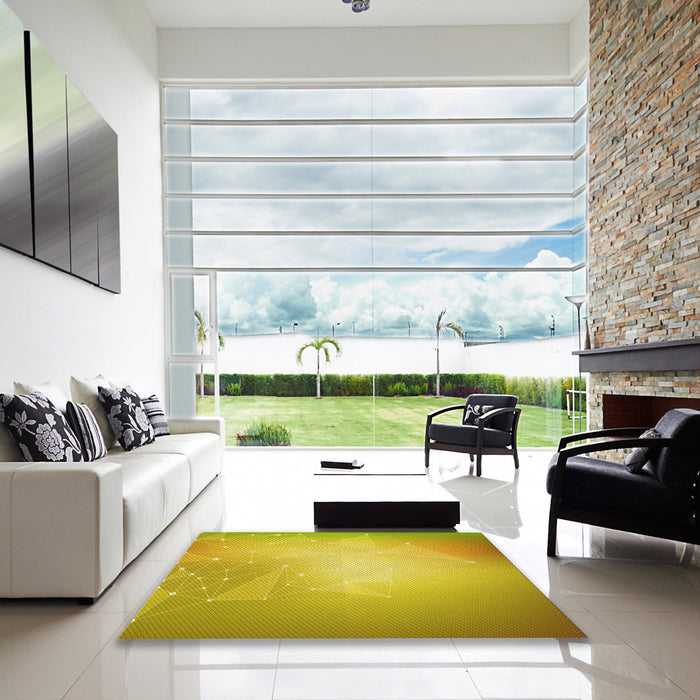 Square Patterned Yellow Rug in a Living Room, pat3304yw