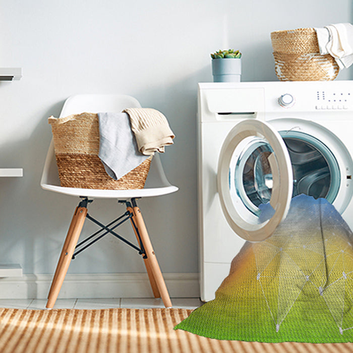 Machine Washable Transitional Grayish Turquoise Green Rug in a Washing Machine, wshpat3304