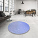 Round Patterned Jeans Blue Rug in a Office, pat3305blu