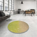 Round Patterned Golden Brown Yellow Rug in a Office, pat3305brn