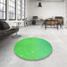 Round Patterned Neon Green Rug in a Office, pat3305grn