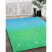 Machine Washable Transitional Dark Turquoise Green Rug in a Family Room, wshpat3305lblu