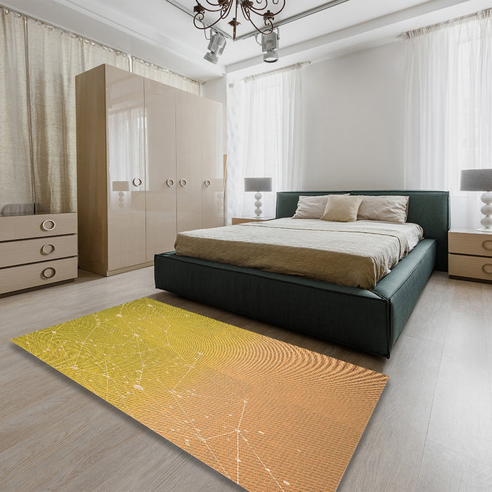 Patterned Orange Rug in a Bedroom, pat3305org