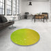 Round Patterned Pistachio Green Rug in a Office, pat3305yw