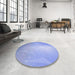 Round Patterned Jeans Blue Rug in a Office, pat3306blu