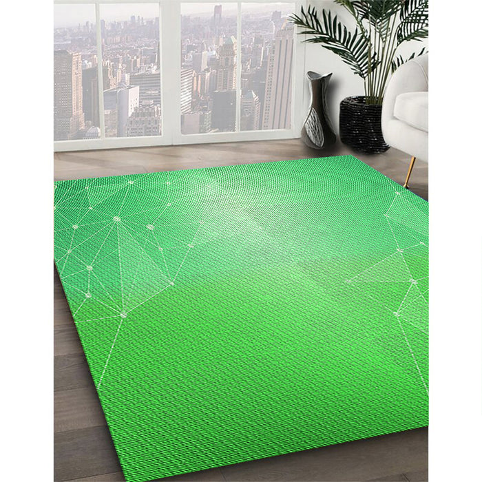 Machine Washable Transitional Neon Green Rug in a Family Room, wshpat3306grn