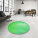 Round Patterned Neon Green Rug in a Office, pat3306grn