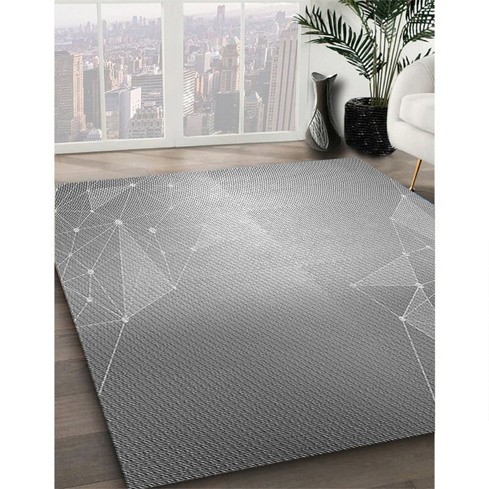 Patterned Silver Gray Rug in Family Room, pat3306gry