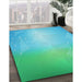 Machine Washable Transitional Dark Turquoise Green Rug in a Family Room, wshpat3306lblu