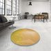 Round Patterned Saffron Yellow Rug in a Office, pat3306org