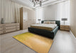 Patterned Saffron Yellow Rug in a Bedroom, pat3306org