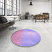 Round Patterned Lilac Purple Rug in a Office, pat3306pur