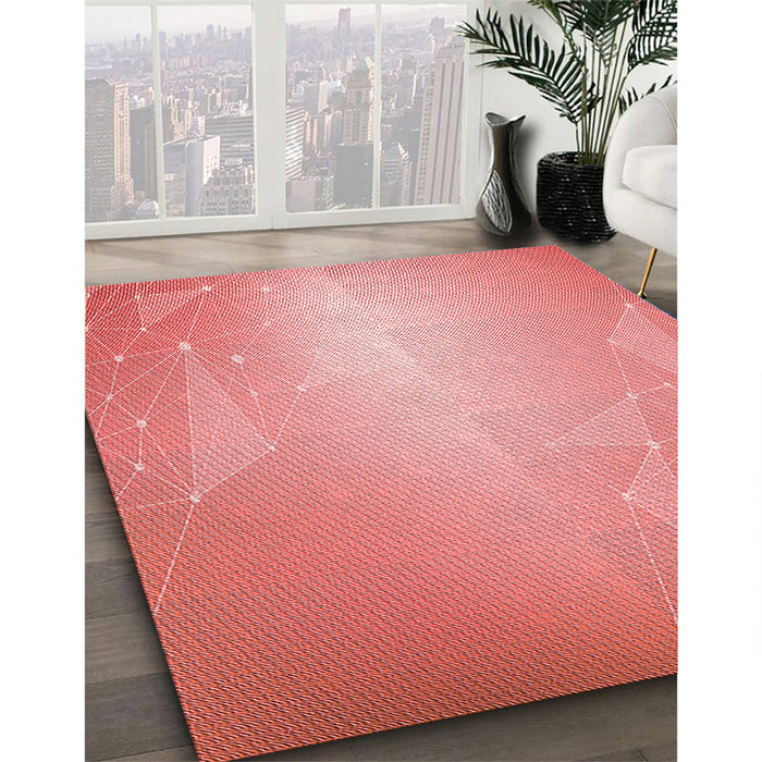 Patterned Light Salmon Pink Rug in Family Room, pat3306rd