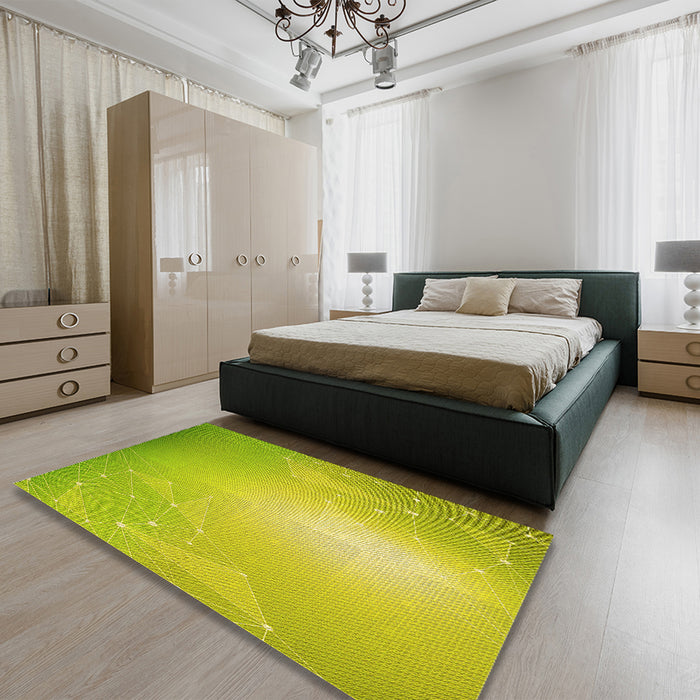 Patterned Pistachio Green Rug in a Bedroom, pat3306yw