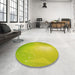 Round Patterned Pistachio Green Rug in a Office, pat3306yw