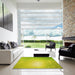 Square Patterned Pistachio Green Rug in a Living Room, pat3306yw